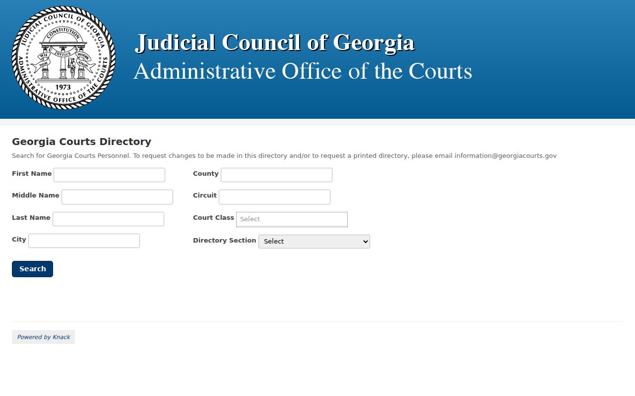 Georgia municipal and judicial court directory used for Laurens County routing