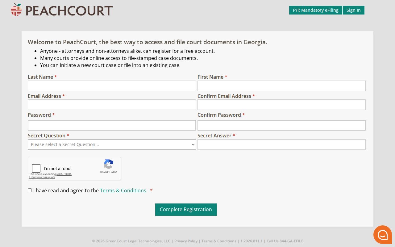 Laurens County case lookup PeachCourt registration