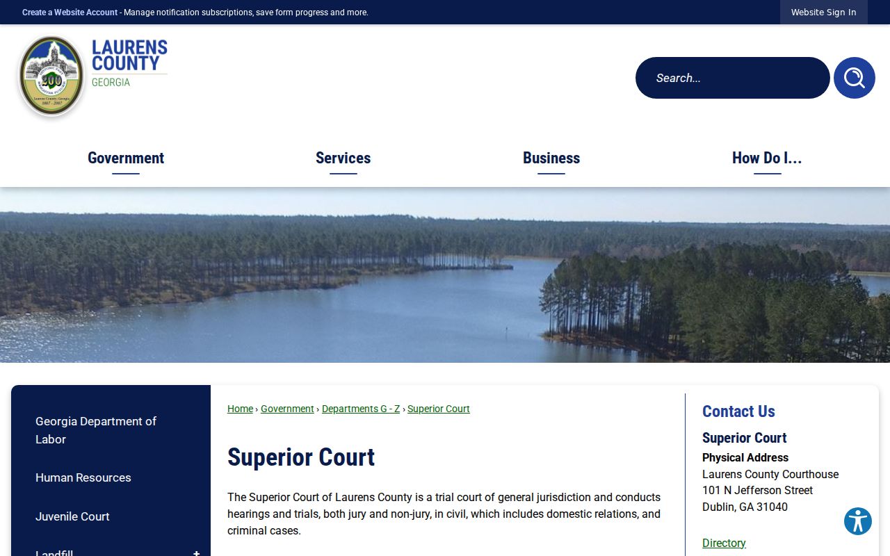 Laurens County civil docket Superior Court jurisdiction