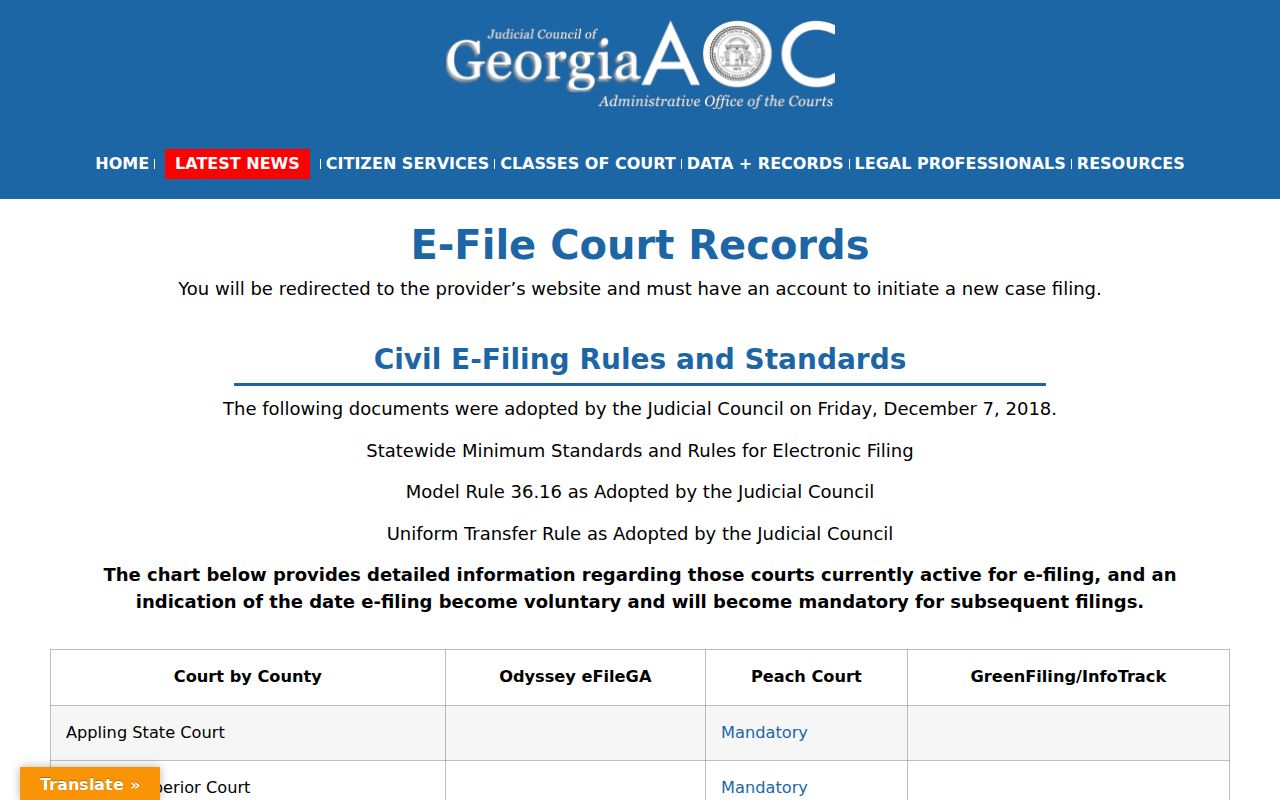 Laurens County civil docket e-filing provider matrix