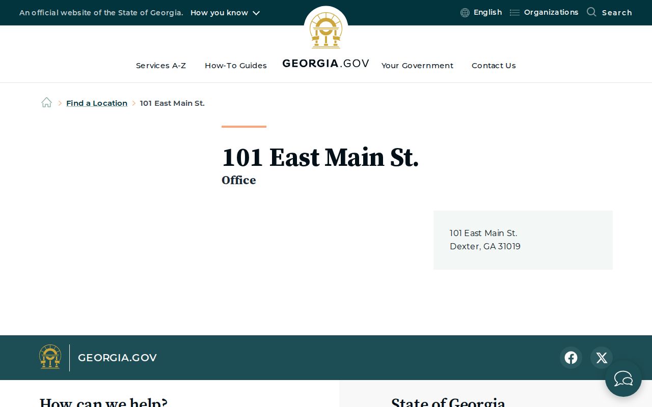 Official Georgia location record used for Dexter court docket routing