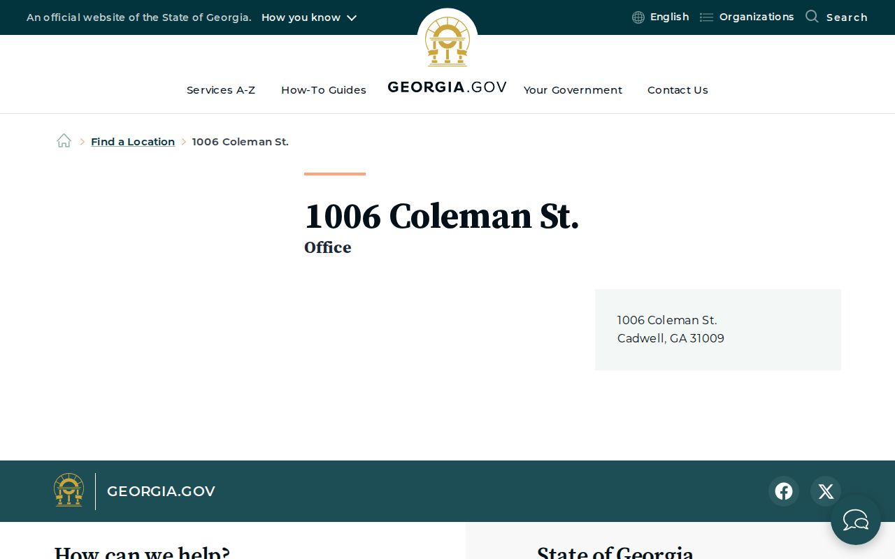 Official Georgia location record for Cadwell court docket routing
